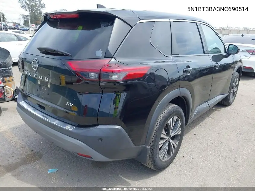 2022 Nissan Rogue Sv Fwd VIN: 5N1BT3BA3NC690514 Lot: 42239466