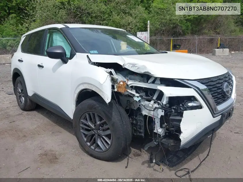 2022 Nissan Rogue S Intelligent Awd VIN: 5N1BT3AB8NC707270 Lot: 42244454