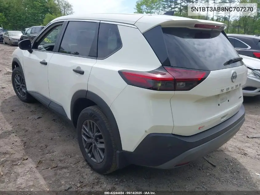 2022 Nissan Rogue S Intelligent Awd VIN: 5N1BT3AB8NC707270 Lot: 42244454