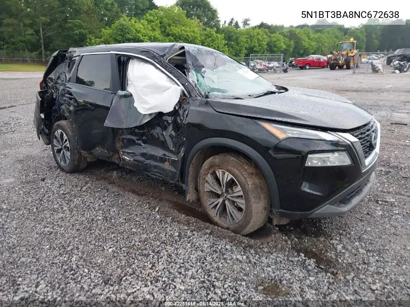 2022 Nissan Rogue Sv Fwd VIN: 5N1BT3BA8NC672638 Lot: 42251418