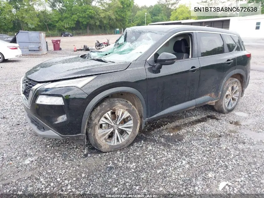 2022 Nissan Rogue Sv Fwd VIN: 5N1BT3BA8NC672638 Lot: 42251418