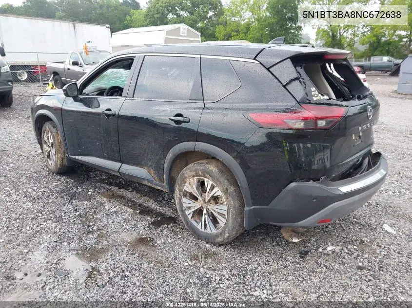 2022 Nissan Rogue Sv Fwd VIN: 5N1BT3BA8NC672638 Lot: 42251418