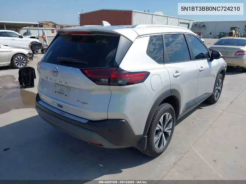 2022 Nissan Rogue Sv Intelligent Awd VIN: 5N1BT3BB0NC724210 Lot: 42251526