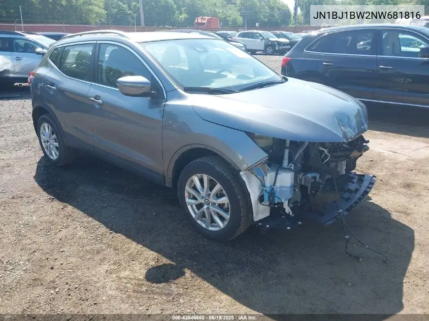 2022 Nissan Rogue Sport Sv Awd Xtronic Cvt VIN: JN1BJ1BW2NW681816 Lot: 42546680