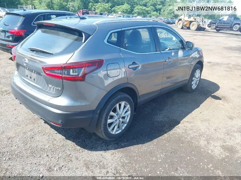 2022 Nissan Rogue Sport Sv Awd Xtronic Cvt VIN: JN1BJ1BW2NW681816 Lot: 42546680