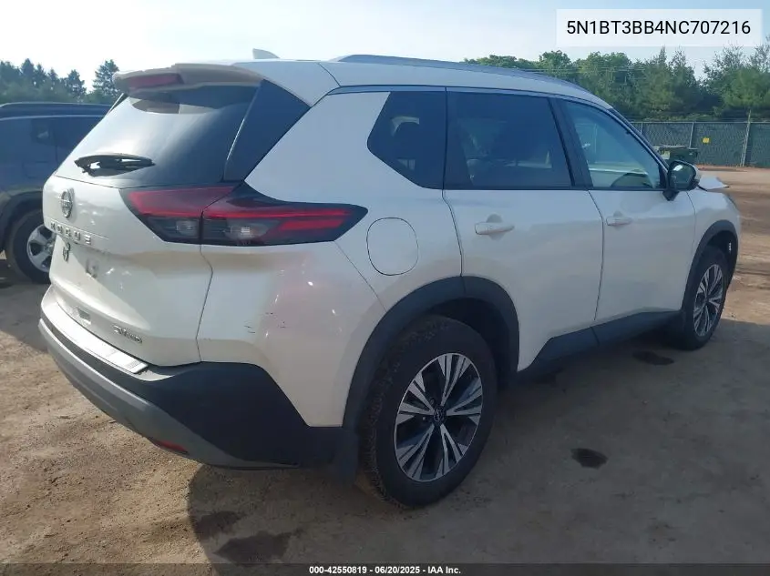 2022 Nissan Rogue Sv Intelligent Awd VIN: 5N1BT3BB4NC707216 Lot: 42550819