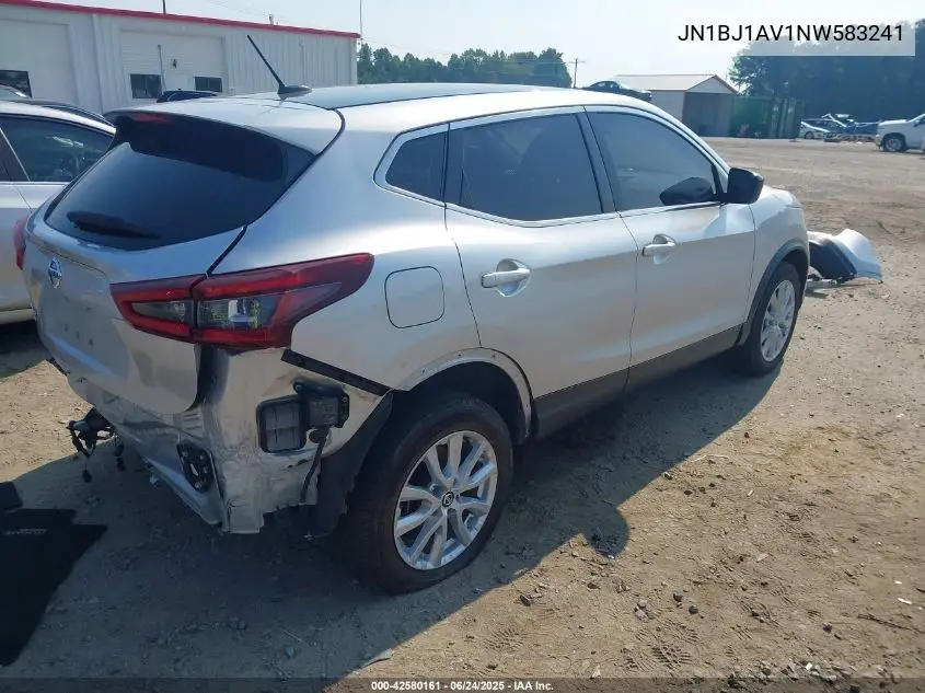2022 Nissan Rogue Sport S Fwd Xtronic Cvt VIN: JN1BJ1AV1NW583241 Lot: 42580161