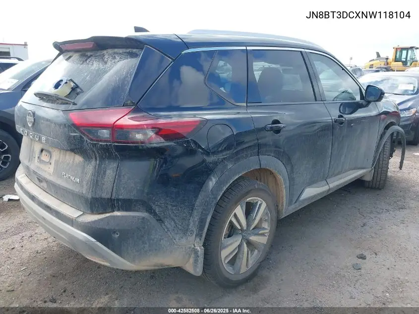 2022 Nissan Rogue Platinum Fwd VIN: JN8BT3DCXNW118104 Lot: 42582508