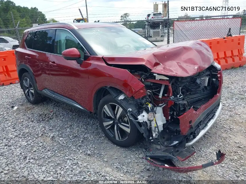 2022 Nissan Rogue Sl Fwd VIN: 5N1BT3CA6NC716019 Lot: 42596768