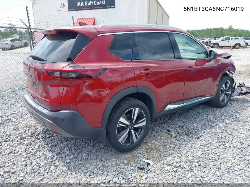 2022 Nissan Rogue Sl Fwd VIN: 5N1BT3CA6NC716019 Lot: 42596768