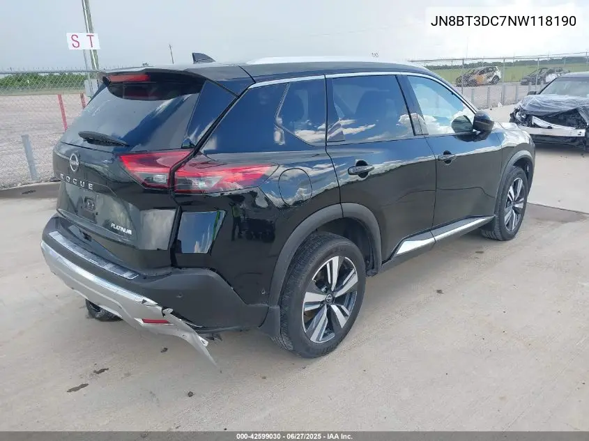 2022 Nissan Rogue Platinum Fwd VIN: JN8BT3DC7NW118190 Lot: 42599030