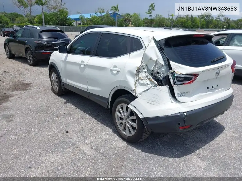 2022 Nissan Rogue Sport S Fwd Xtronic Cvt VIN: JN1BJ1AV8NW343653 Lot: 42622377