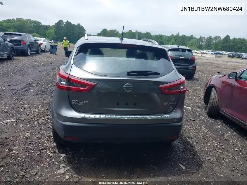 2022 Nissan Rogue Sport Sv Awd Xtronic Cvt VIN: JN1BJ1BW2NW680424 Lot: 42671444