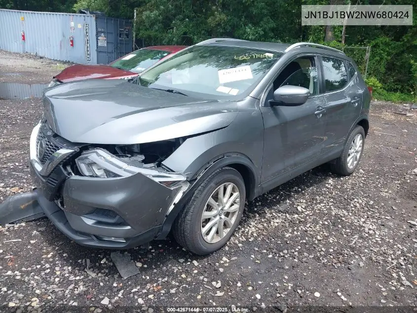 2022 Nissan Rogue Sport Sv Awd Xtronic Cvt VIN: JN1BJ1BW2NW680424 Lot: 42671444