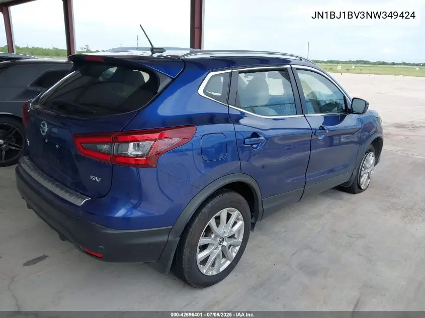 2022 Nissan Rogue Sport Sv Fwd Xtronic Cvt VIN: JN1BJ1BV3NW349424 Lot: 42696401