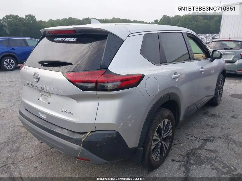 2022 Nissan Rogue Sv Intelligent Awd VIN: 5N1BT3BB3NC710351 Lot: 42707450