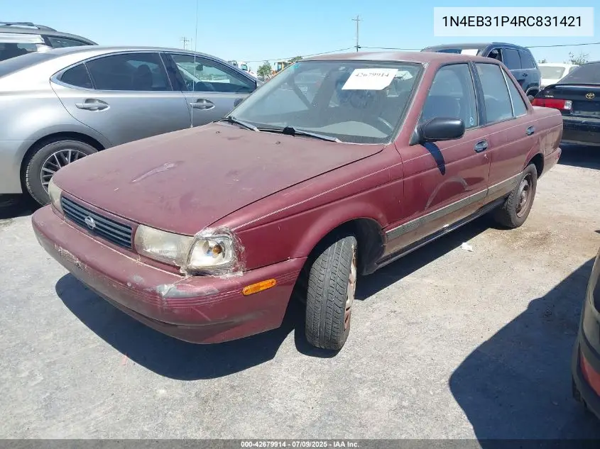 1994 Nissan Sentra E/Xe/Gxe/Le VIN: 1N4EB31P4RC831421 Lot: 42679914