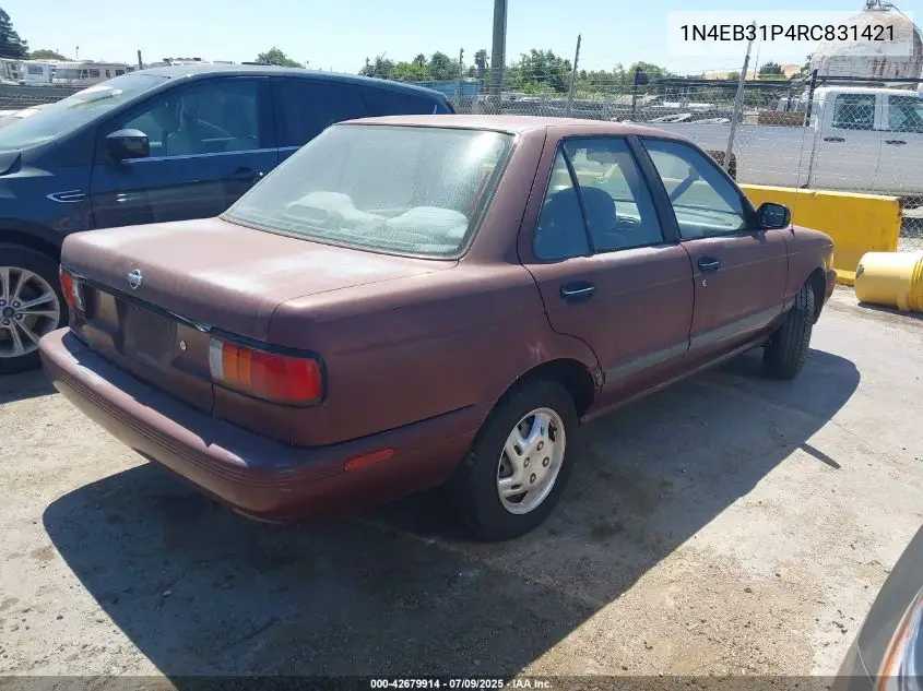 1994 Nissan Sentra E/Xe/Gxe/Le VIN: 1N4EB31P4RC831421 Lot: 42679914