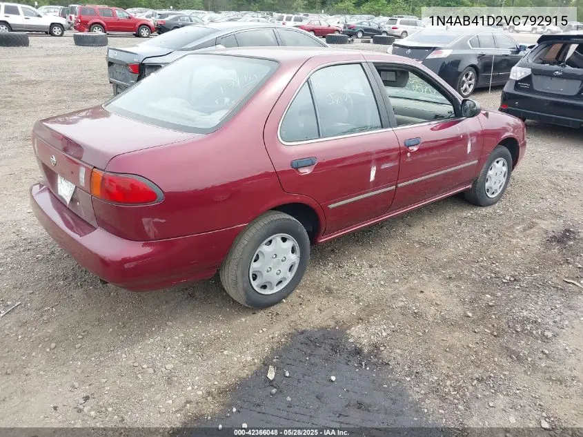 1997 Nissan Sentra Gle/Gxe/Xe VIN: 1N4AB41D2VC792915 Lot: 42366048