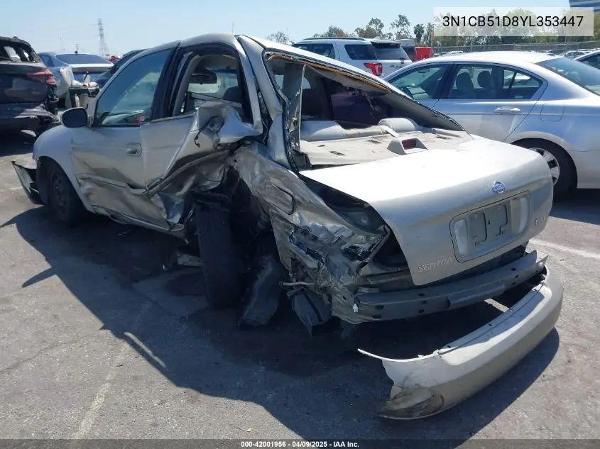 2000 Nissan Sentra Gxe/Xe VIN: 3N1CB51D8YL353447 Lot: 42001956