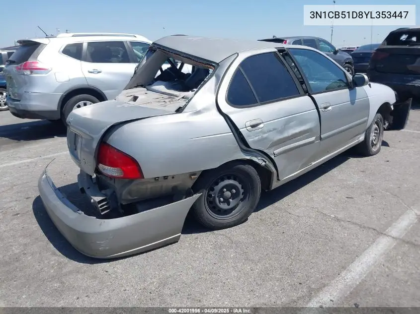 2000 Nissan Sentra Gxe/Xe VIN: 3N1CB51D8YL353447 Lot: 42001956