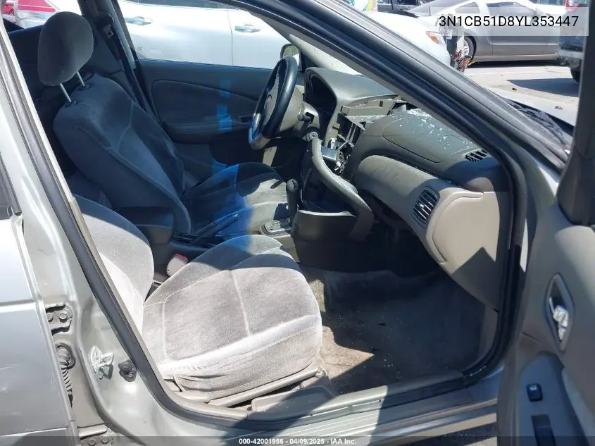 2000 Nissan Sentra Gxe/Xe VIN: 3N1CB51D8YL353447 Lot: 42001956