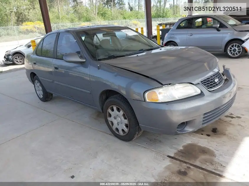 2000 Nissan Sentra Gxe/Xe VIN: 3N1CB51D2YL320511 Lot: 42239339