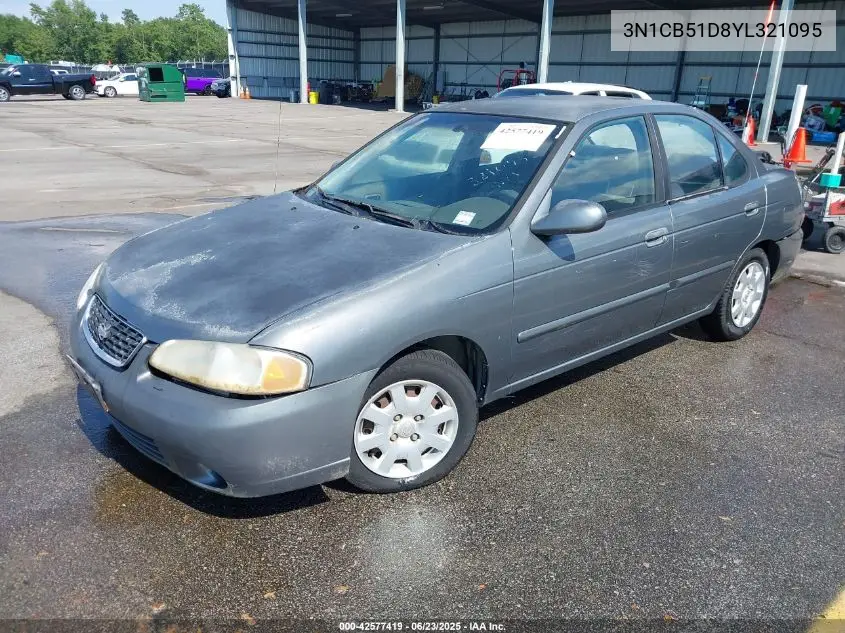 2000 Nissan Sentra Xe/Gxe VIN: 3N1CB51D8YL321095 Lot: 42577419