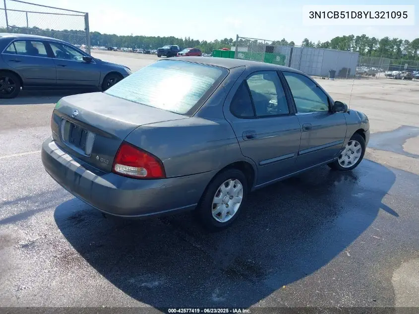 2000 Nissan Sentra Xe/Gxe VIN: 3N1CB51D8YL321095 Lot: 42577419
