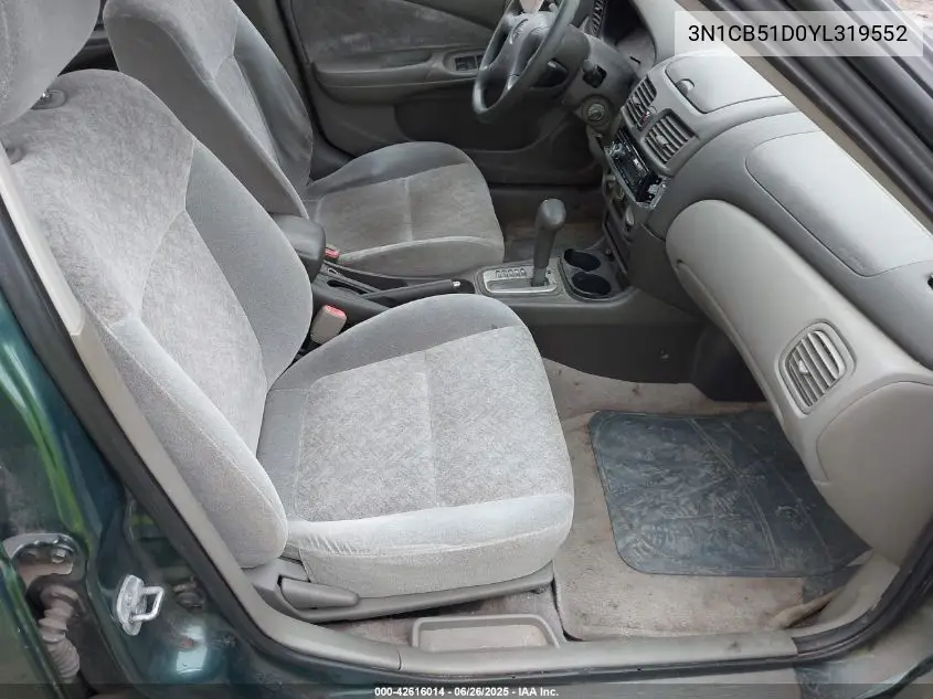 2000 Nissan Sentra Gxe/Xe VIN: 3N1CB51D0YL319552 Lot: 42616014