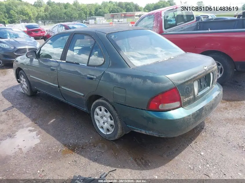 2001 Nissan Sentra Gxe VIN: 3N1CB51D61L483619 Lot: 42244106