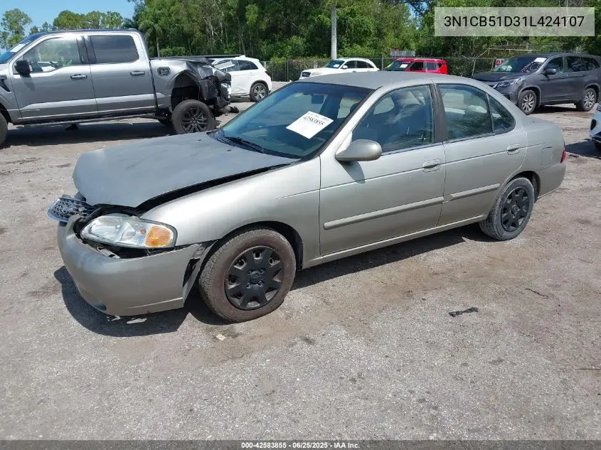 2001 Nissan Sentra Gxe VIN: 3N1CB51D31L424107 Lot: 42583855