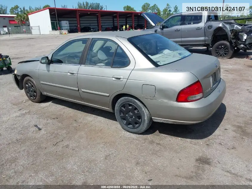2001 Nissan Sentra Gxe VIN: 3N1CB51D31L424107 Lot: 42583855