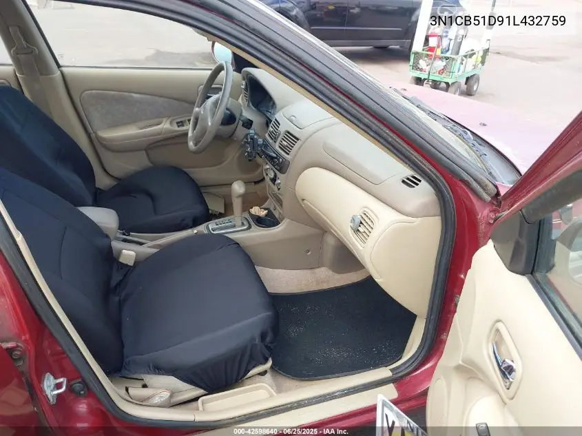 2001 Nissan Sentra Gxe VIN: 3N1CB51D91L432759 Lot: 42598640