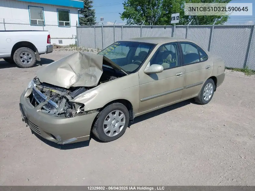 2002 Nissan Sentra Xe/Gxe VIN: 3N1CB51D32L590645 Lot: 12329802