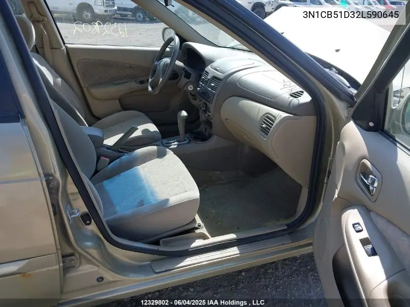 2002 Nissan Sentra Xe/Gxe VIN: 3N1CB51D32L590645 Lot: 12329802