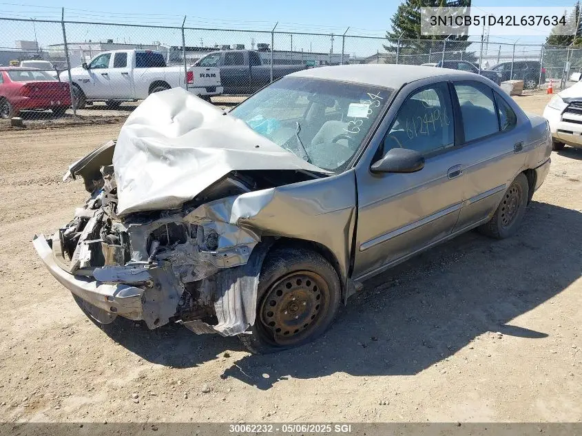 2002 Nissan Sentra Xe/Gxe VIN: 3N1CB51D42L637634 Lot: 30062232