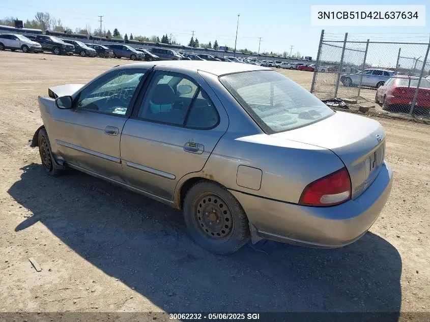 2002 Nissan Sentra Xe/Gxe VIN: 3N1CB51D42L637634 Lot: 30062232