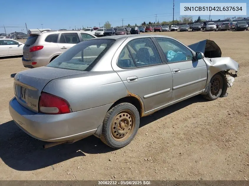 2002 Nissan Sentra Xe/Gxe VIN: 3N1CB51D42L637634 Lot: 30062232
