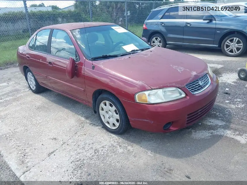 2002 Nissan Sentra Gxe VIN: 3N1CB51D42L692049 Lot: 42569853