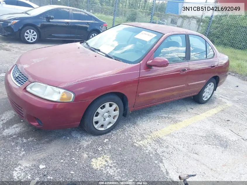 2002 Nissan Sentra Gxe VIN: 3N1CB51D42L692049 Lot: 42569853