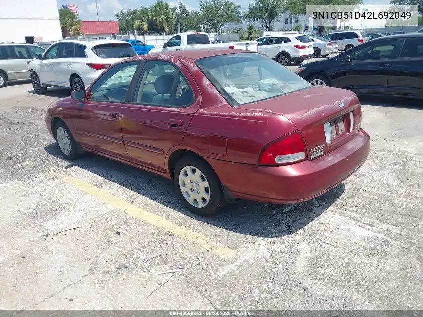 2002 Nissan Sentra Gxe VIN: 3N1CB51D42L692049 Lot: 42569853