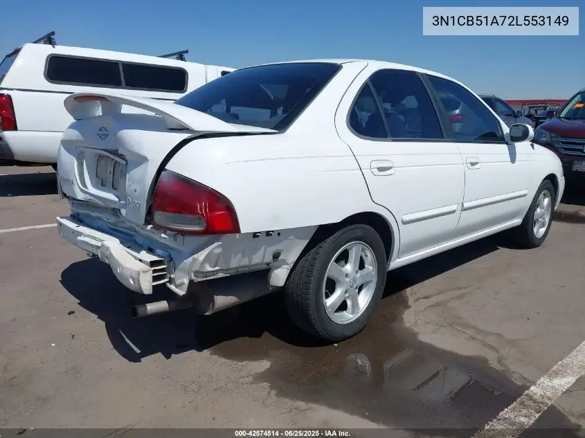 2002 Nissan Sentra Gxe VIN: 3N1CB51A72L553149 Lot: 42574514