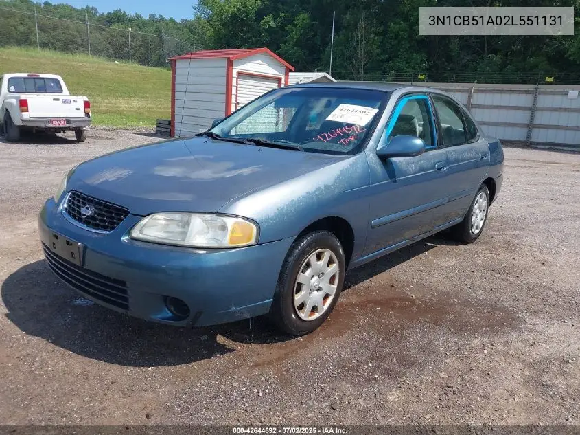 2002 Nissan Sentra Gxe VIN: 3N1CB51A02L551131 Lot: 42644592