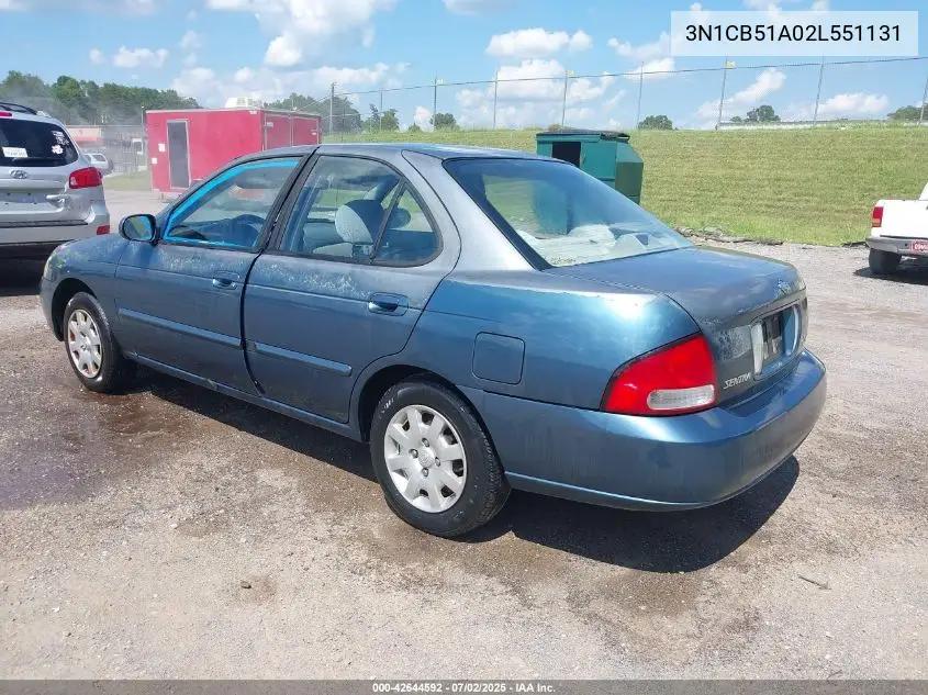 2002 Nissan Sentra Gxe VIN: 3N1CB51A02L551131 Lot: 42644592