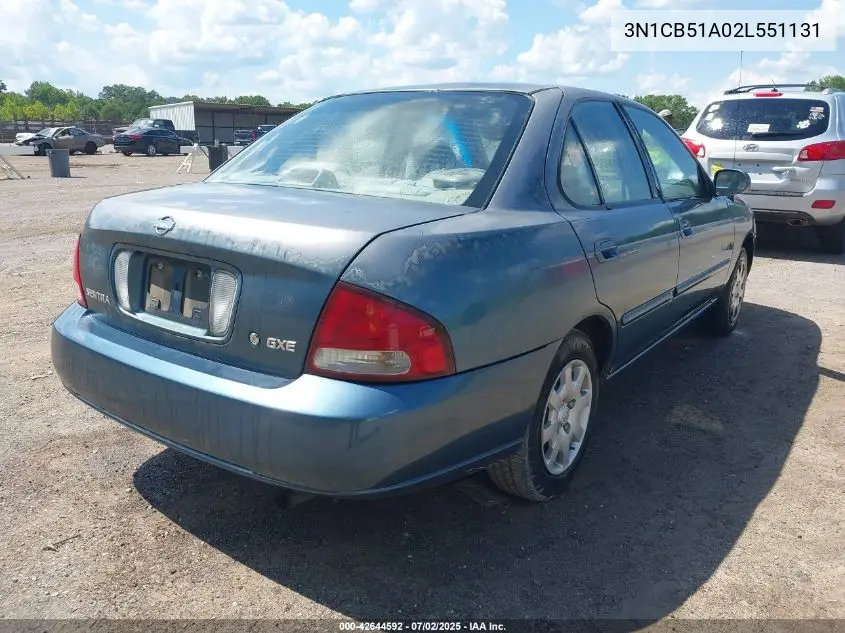 2002 Nissan Sentra Gxe VIN: 3N1CB51A02L551131 Lot: 42644592