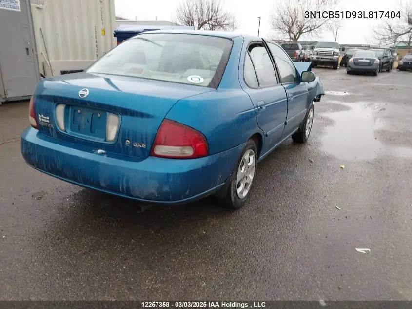 2003 Nissan Sentra Gxe VIN: 3N1CB51D93L817404 Lot: 12257358