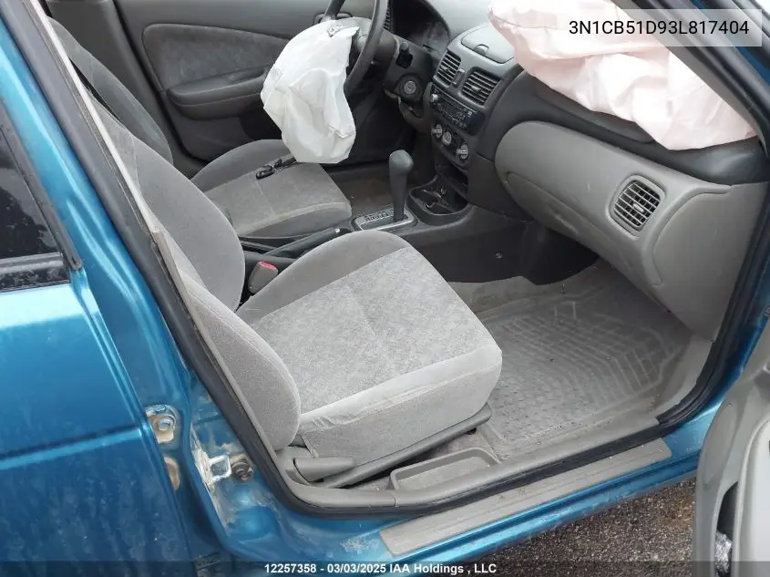 2003 Nissan Sentra Gxe VIN: 3N1CB51D93L817404 Lot: 12257358