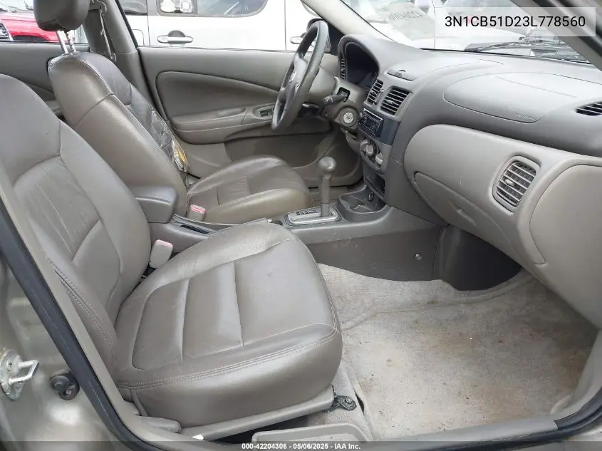 2003 Nissan Sentra Gxe VIN: 3N1CB51D23L778560 Lot: 42204306