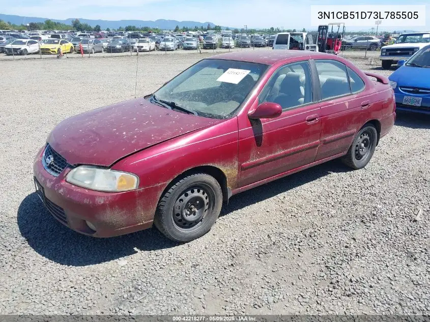 2003 Nissan Sentra Xe VIN: 3N1CB51D73L785505 Lot: 42218277